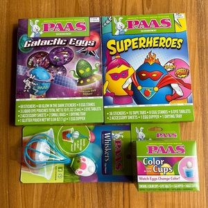 Easter Egg Dying Decorating Kit: Whiskers, Cups, Paint, Glitter, Stickers, etc.